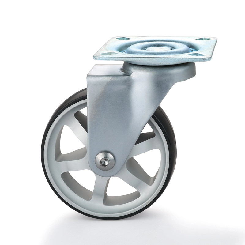 3" Aluminum Spoked Caster Non-Locking Swiveling with 4 Hole Mounting Plate